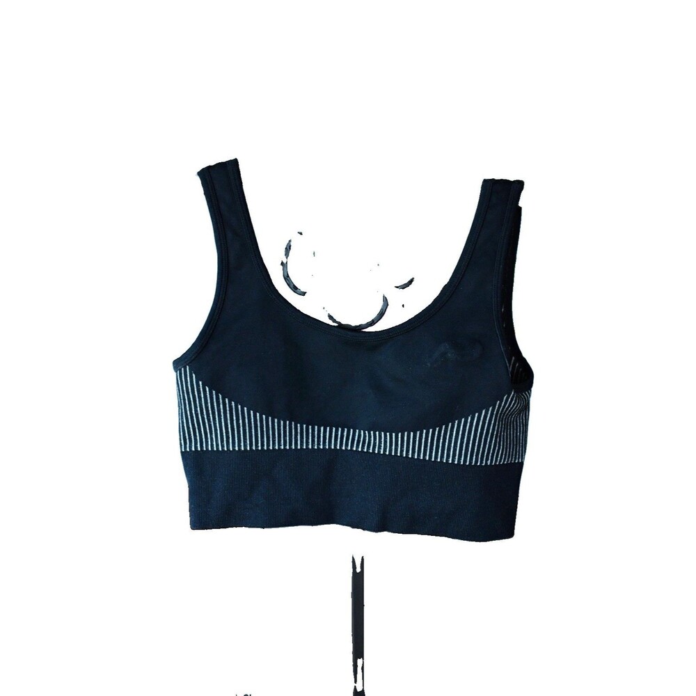 Pursue Fitness Women's Striped Sports Bra Wireless Pullover Black/White M